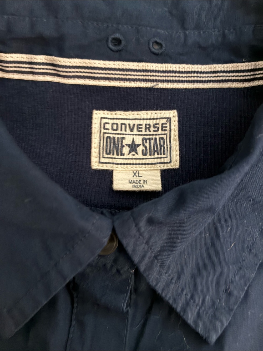 Converse One Star Navy utility Collared Button-Down expandable panels
